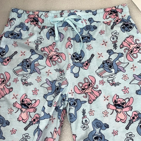 🆕Disney Lilo and Stitch Lounge Pants Drawstring Pajama Bottom Blue Junior Large - Picture 5 of 7